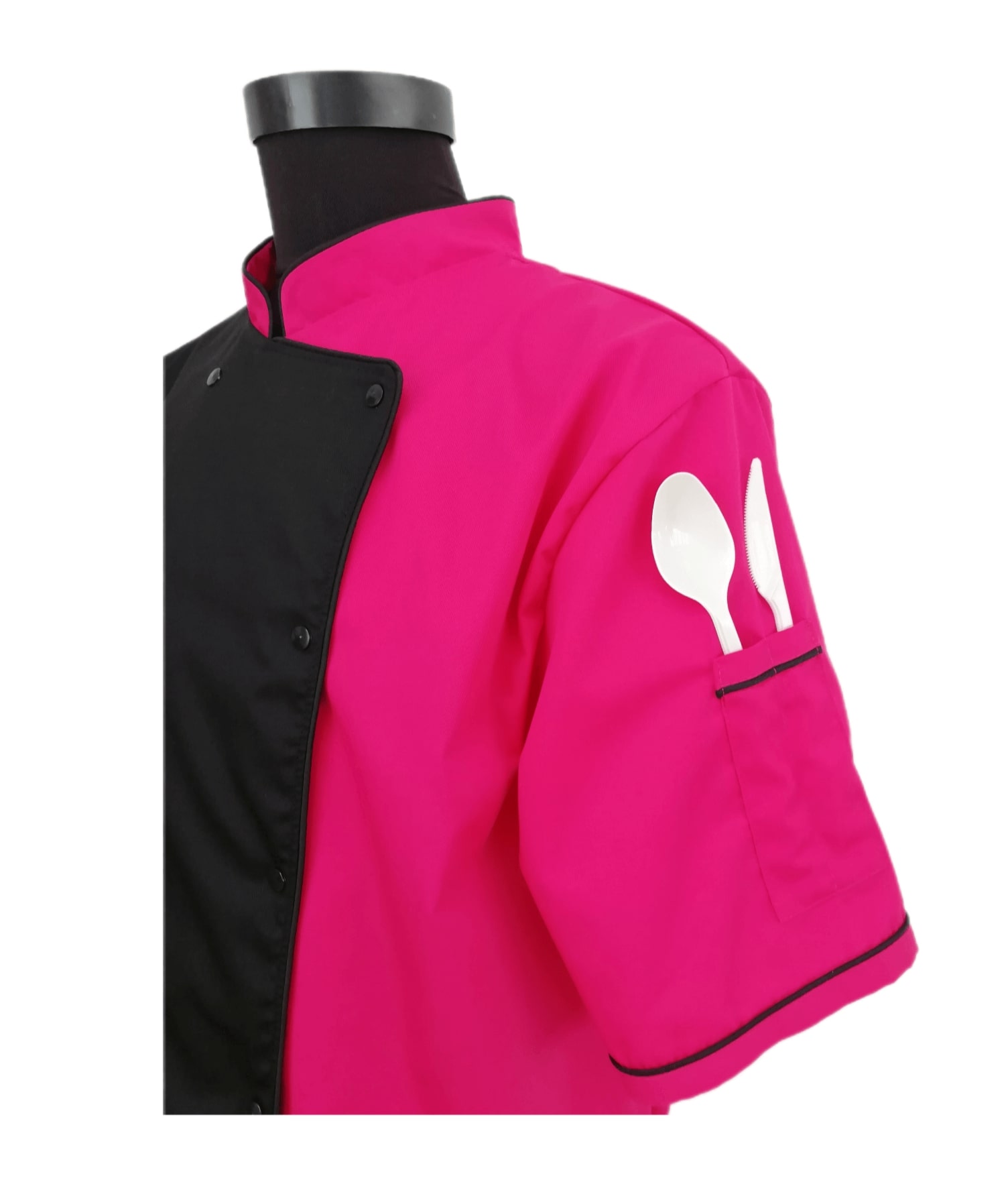 TUNICĂ BUCĂTAR BICOLORĂ, MÂNECĂ SCURTĂ, UNISEX - imagine 4